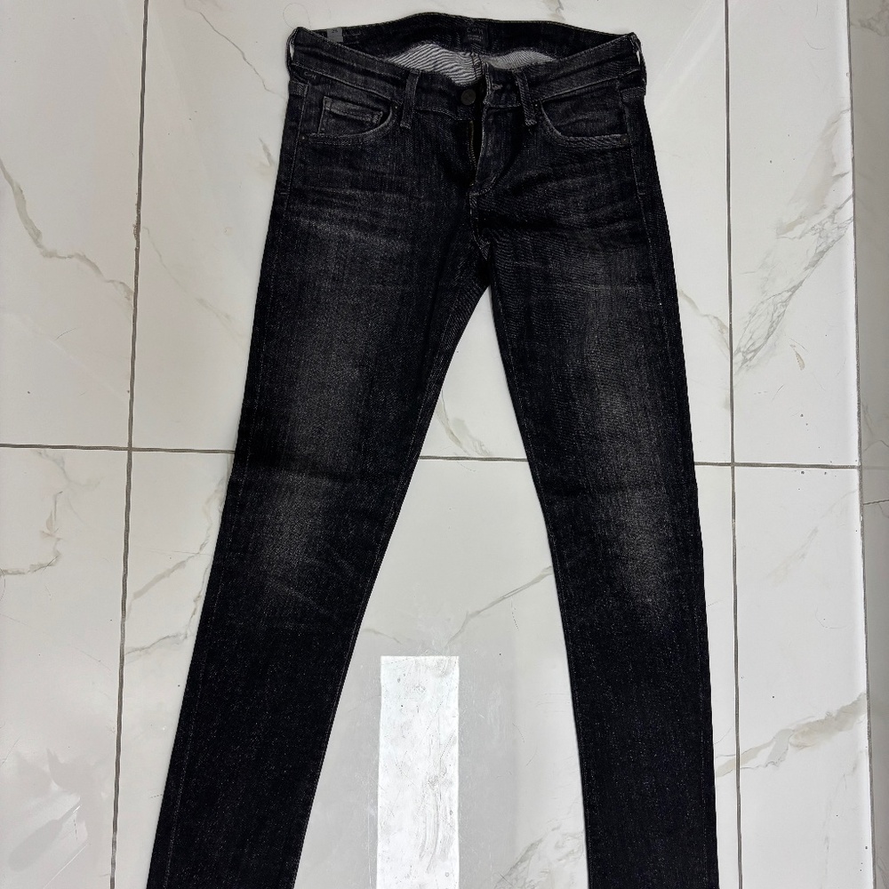 Womens Citizens of Humanity black/gray racer low rise skinny stretch jeans 25